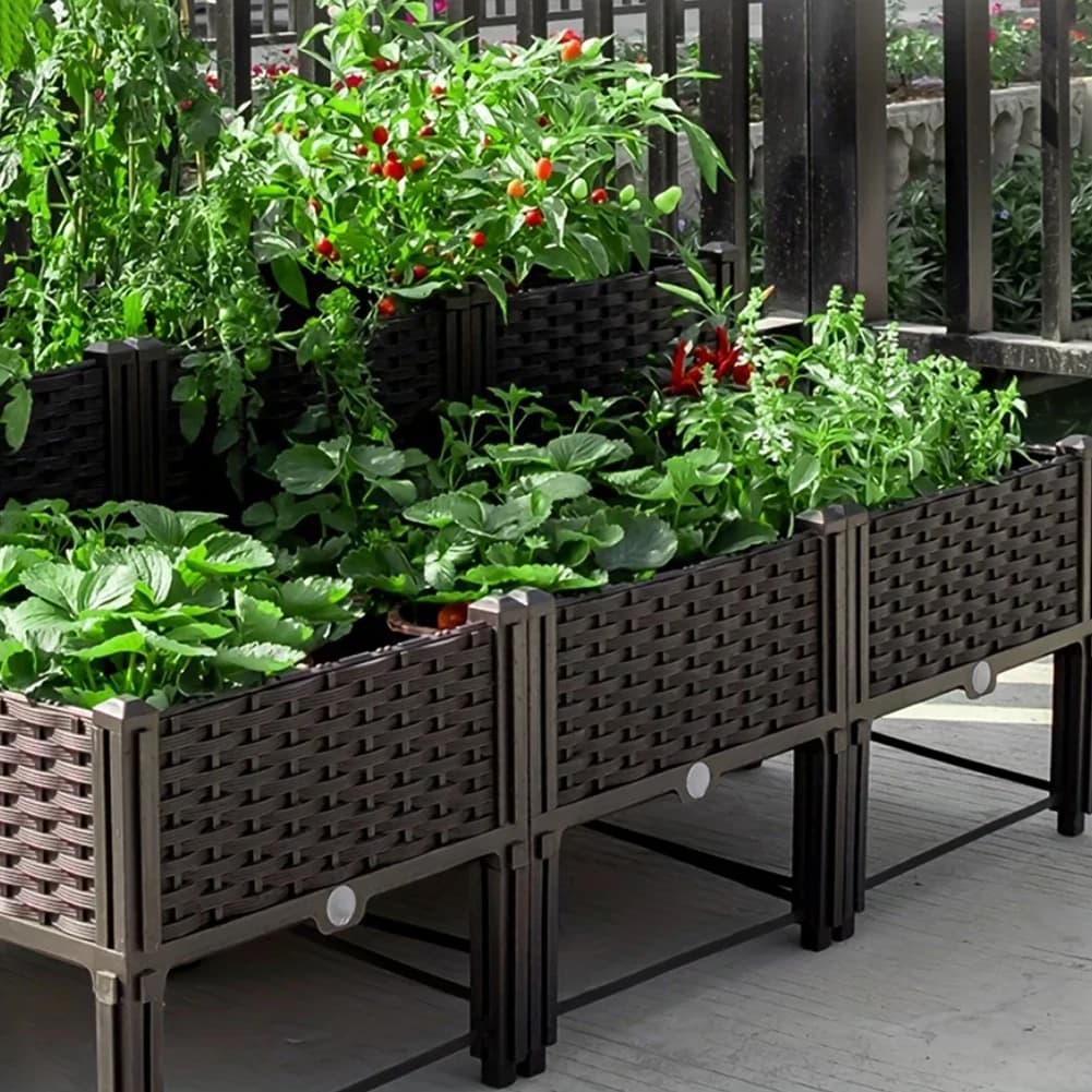 Lit de jardin de grande capacité, boîte de plantation de légumes, équipement de Pot de plantation de balcon de maison, Pots de jardin épais, jardinières 1 ensemble