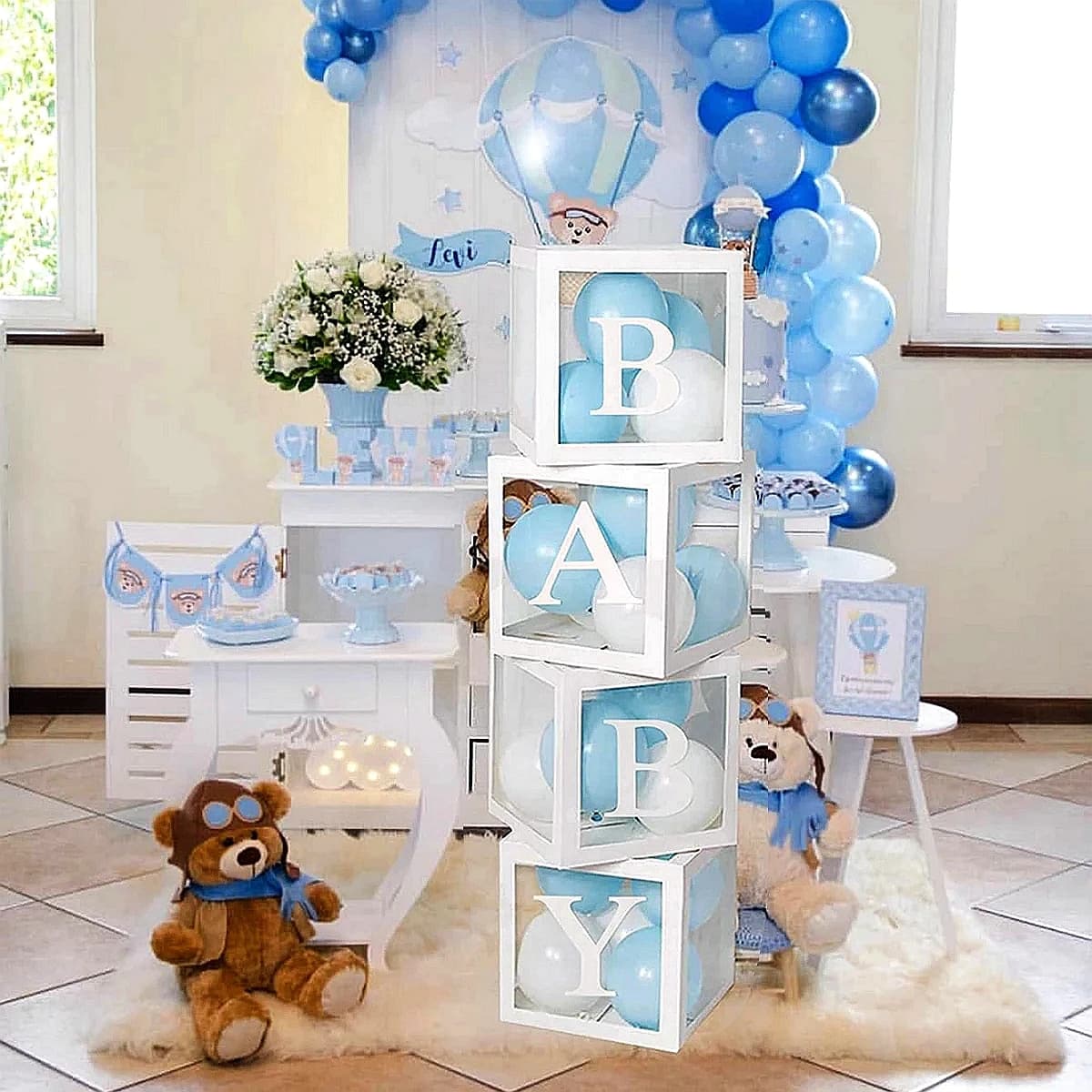 Boîte à Ballons Transparente en Latex avec Lettres de l'Alphabet, Décoration Personnalisée pour ixPréChristophe, Mariage, 1er Anniversaire, pour Garçon et Enfant