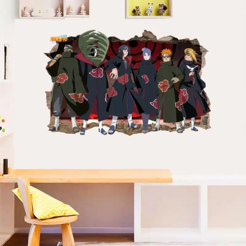 Autocollant mural stéréoscopique 3D Naruto, papier peint auto-adhésif pour affiche de dortoir d'étudiants, décoration intérieure