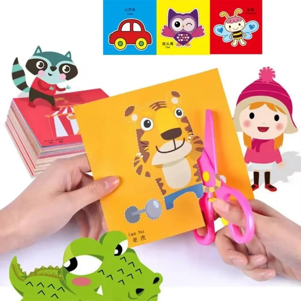 Livre découpé en papier fait à la main, 48 pièces, jouets artisanaux pour enfants, bricolage, dessin animé, Scrapbooking, jouets d'art en papier, jouets d'apprentissage pour enfants, cadeaux