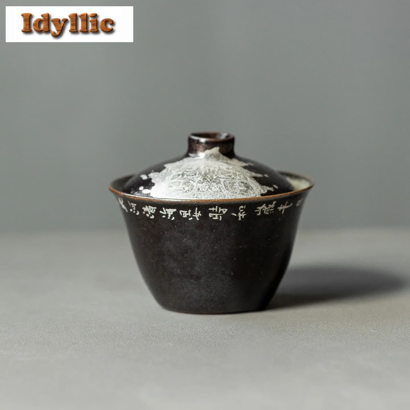 100ml noir glaçure poésie Gaiwan Antique thé Tureen bol à thé avec couvercle Kit thé faisant bol de couverture Services à thé accessoires cadeau