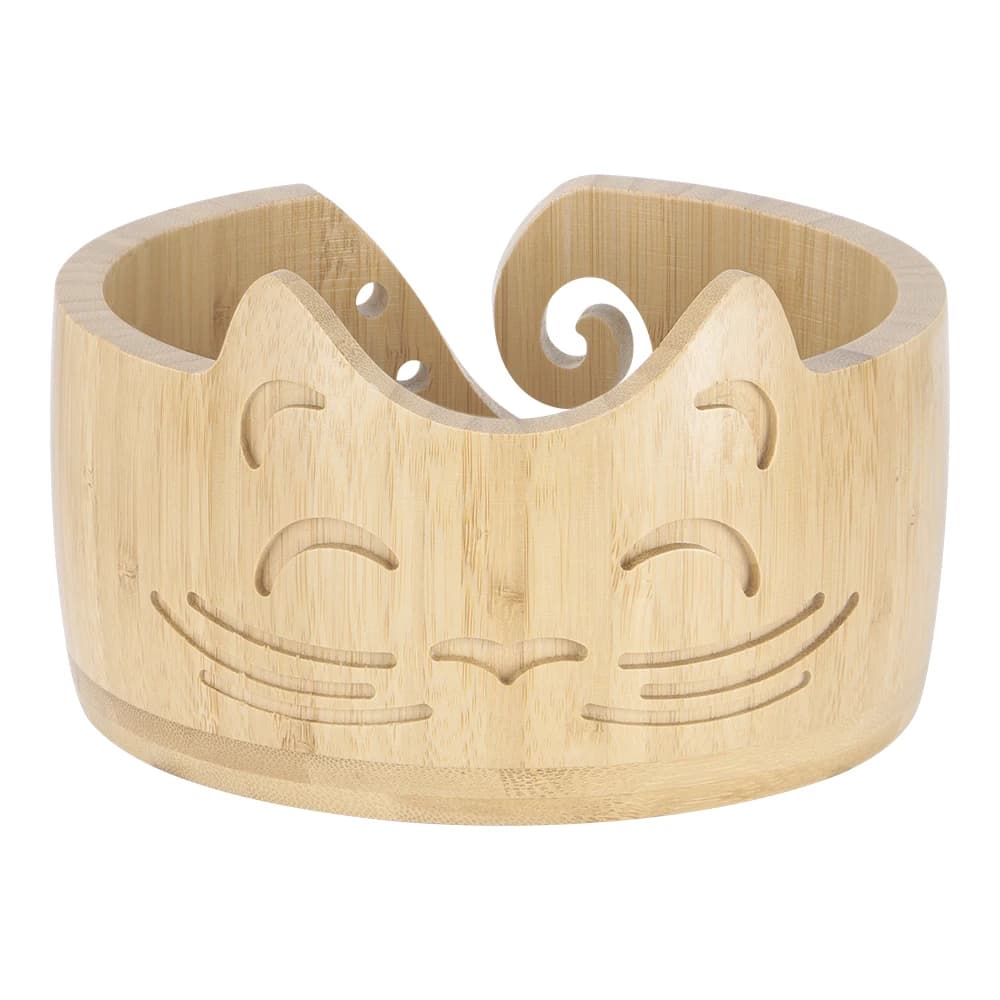 Bol en bois créatif en forme de chat mignon pour le rangement du fil, organisateur de bureau, accessoire de crochet, ornement circulaire