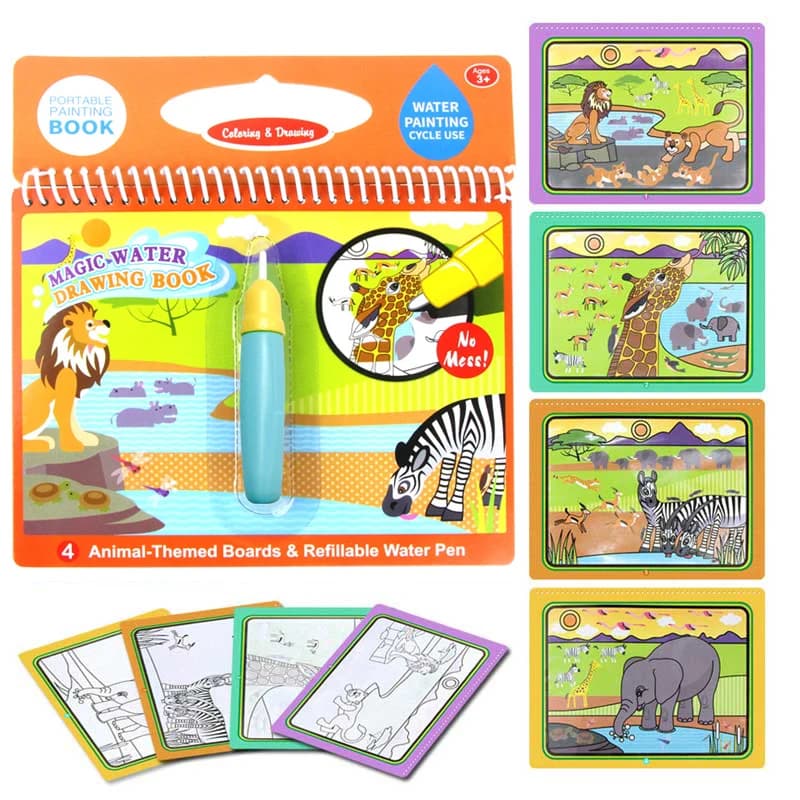 8 Types de dessin à l'eau magique, livre de gribouillage et stylo magique, peinture à colorier, planche à dessin, jouets éducatifs précoces, cadeau d'anniversaire pour enfant