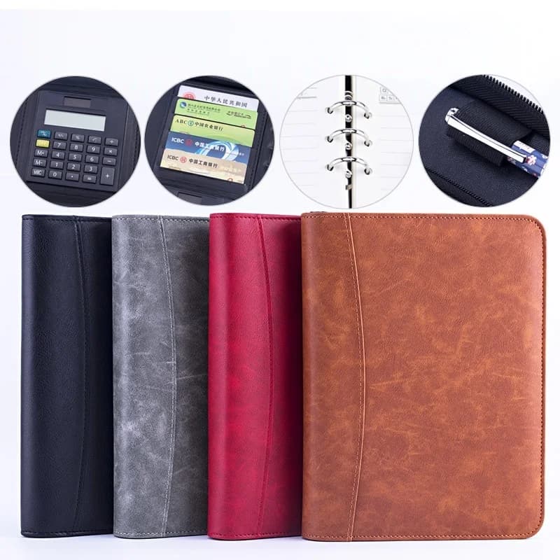 Carnet A5 avec reliure, bloc-notes, journal à spirale, calculatrice, carnet de notes, agenda à fermeture éclair, papeterie, planificateur, organisateur, carnet de croquis