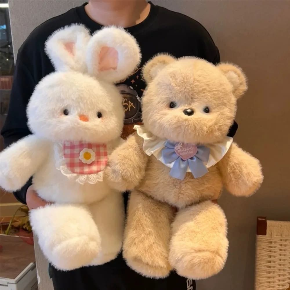 Peluche amusante Ours de course ou Lapin de dessin animé 40 cm avec bavoir