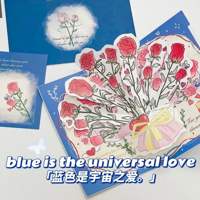 Carte de vœux 3D surpris, amour Pop Up avec enveloppe, carte de saint-valentin, carte de bénédiction Rose, cadeau pour femme et petite amie