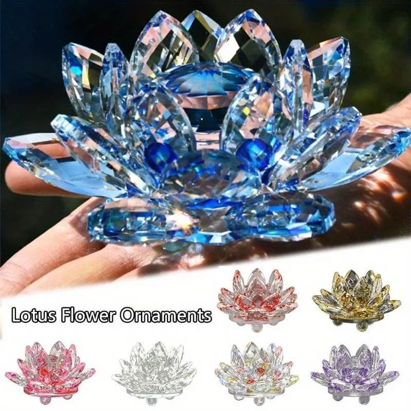 Figurine de fleur de Lotus en cristal, décoration de mariage pour la maison, Collection artisanale en verre, presse-papier, ornements de Table, cadeaux souvenirs