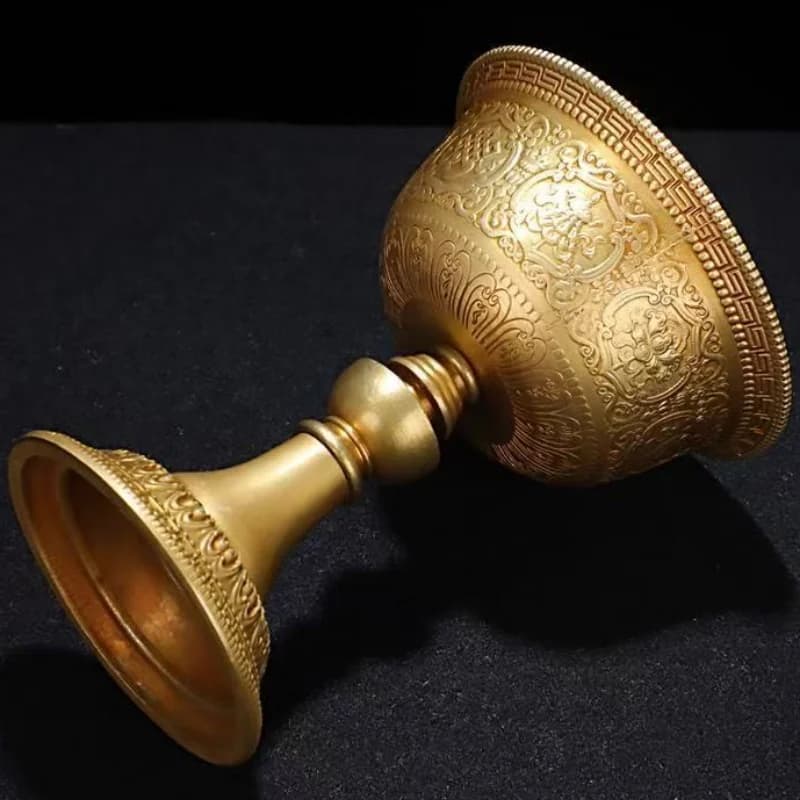 Lampe à bougie d'autels bouddhistes, tasse à bougie en cuivre de huit de bon augure, bougeoir flottant Ghee, articles tibétains