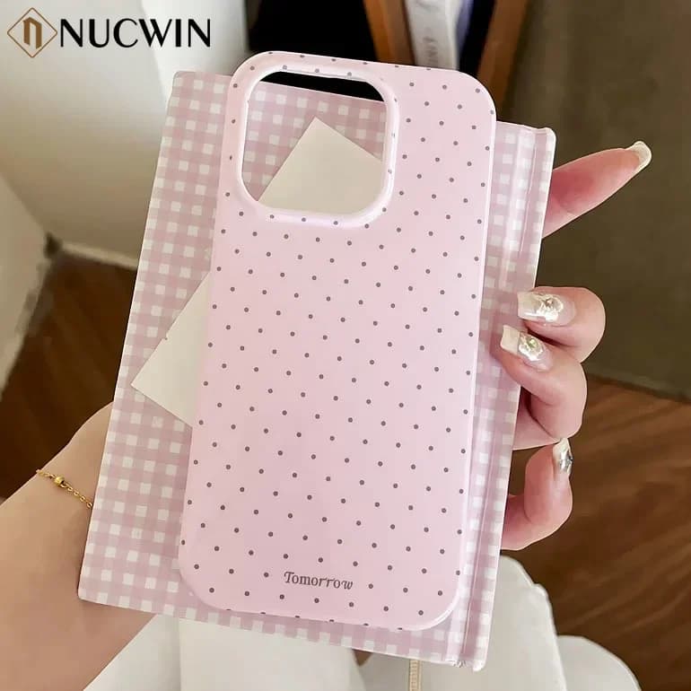 INS – petite coque de téléphone portable fraîche à pois, étui Ultra mince antichoc pour iPhone 17 16 15 14 13 12 Pro Max 11