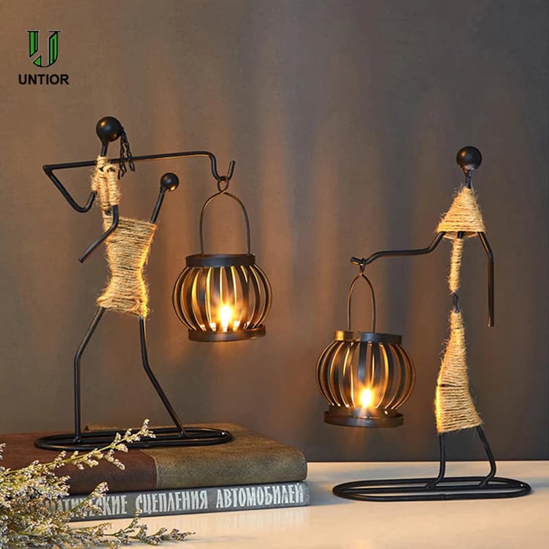 UNTIOR bougeoir en métal personnage abstrait fait à la main Vintage bougeoir mariage maison café Table Art décor