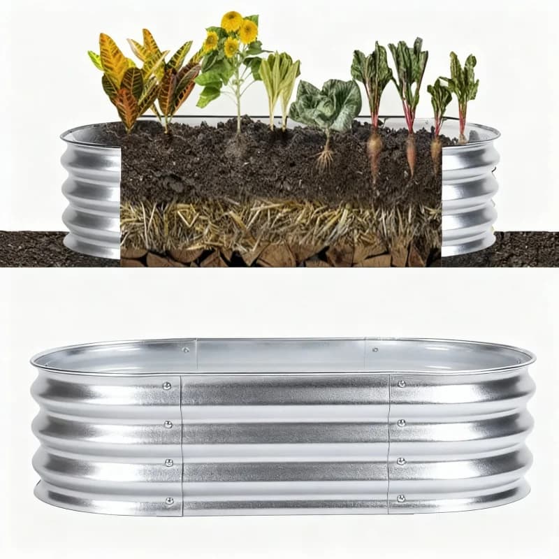 Land Guard – lit de jardin surélevé galvanisé, grande boîte de jardinière ovale en métal, Kit pour jardin extérieur, légumes, fleurs, plantation d'herbes