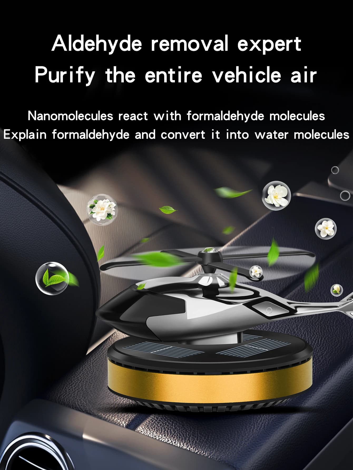 Désodorisants de voiture hélicoptère énergie solaire avion diffuseur de parfum ornement tableau de bord parfum décoration voiture hélicoptère