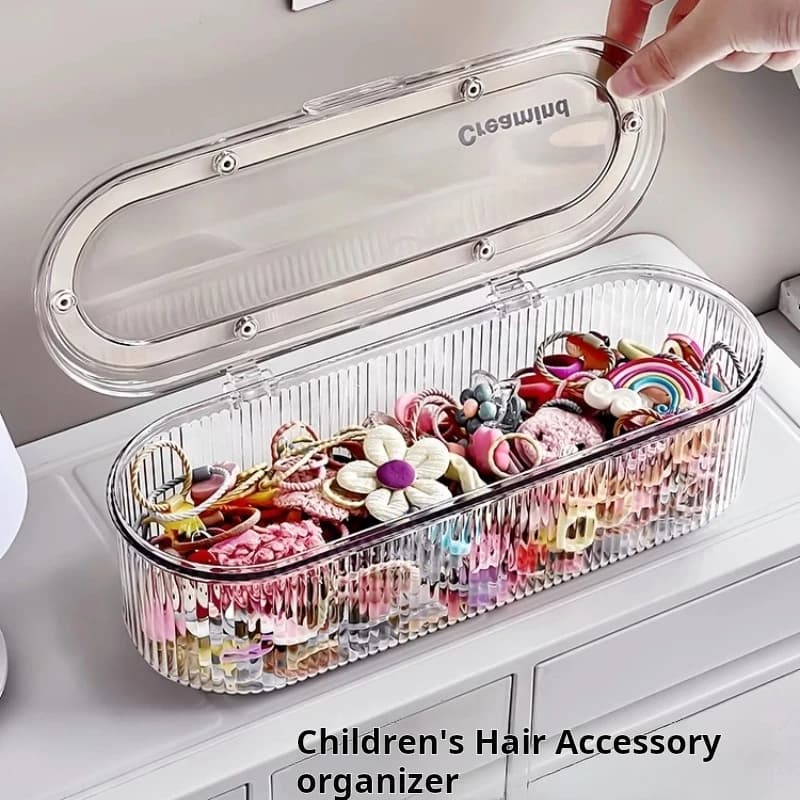 Organisateur d'accessoires pour cheveux, boîte de rangement en acrylique, organisateur de cravates de cheveux transparent pour bandeau, dosettes de linge, conteneur, boîte de rangement de bureau