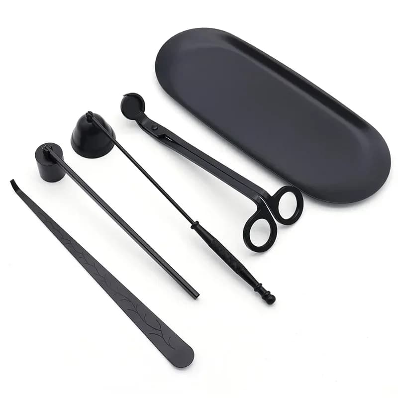 Extincteurs de bougies noirs, 5 Styles, plateaux à bougies parfumées, ciseaux, accessoires à crochets, tondeuse à mèche, outils d'extinction de bougies
