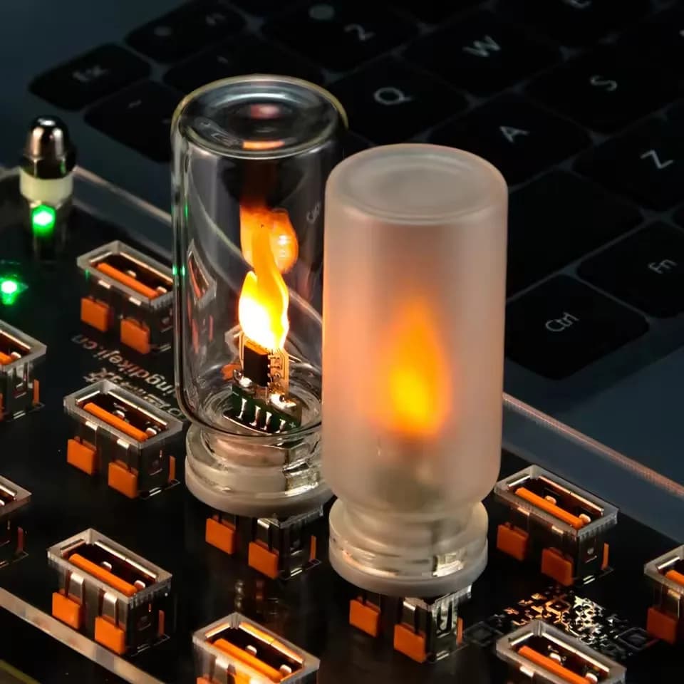 Lampe d'ambiance LED à effet de flamme de cheminée, lampe de chevet portable créative à effet de flamme USB pour voiture et bureau, décoration lumineuse