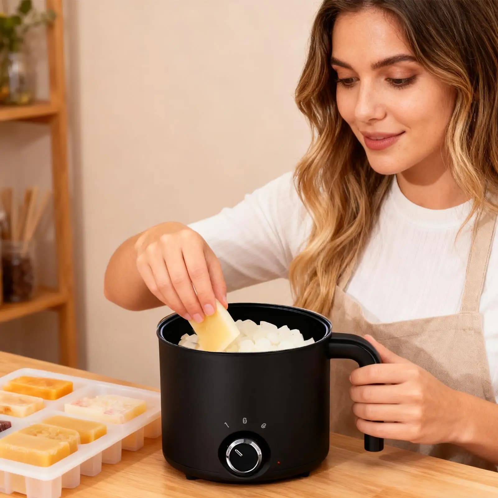 Pot à fondue pour cire de bougie 1,5 L, résistant à la chaleur, antiadhésif, en forme de pichet, pour la fabrication de bougies, le savon, les bonbons, le chocolat, le beurre et les créations artisana