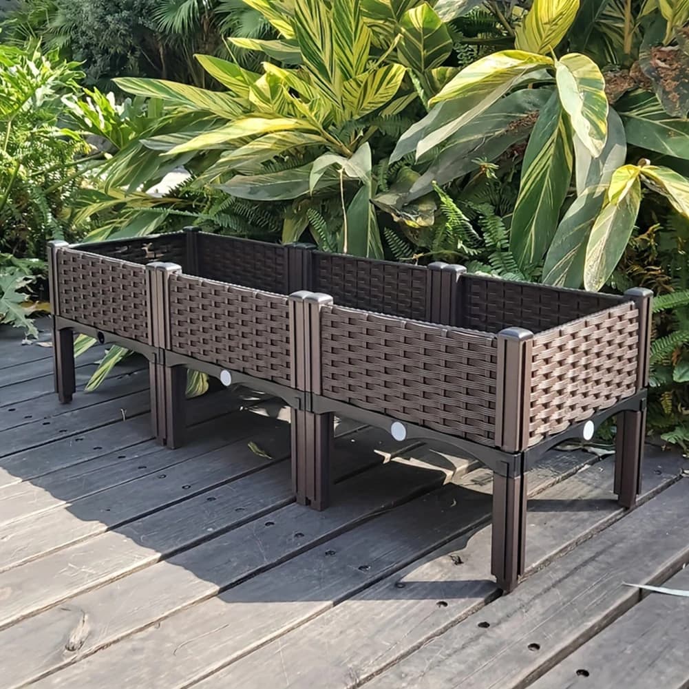 Bac à plantes surélevé avec pieds et trous de drainage, bac à plantes en plastique surélevé, conteneur de plantation pour jardinage en extérieur et en intérieur