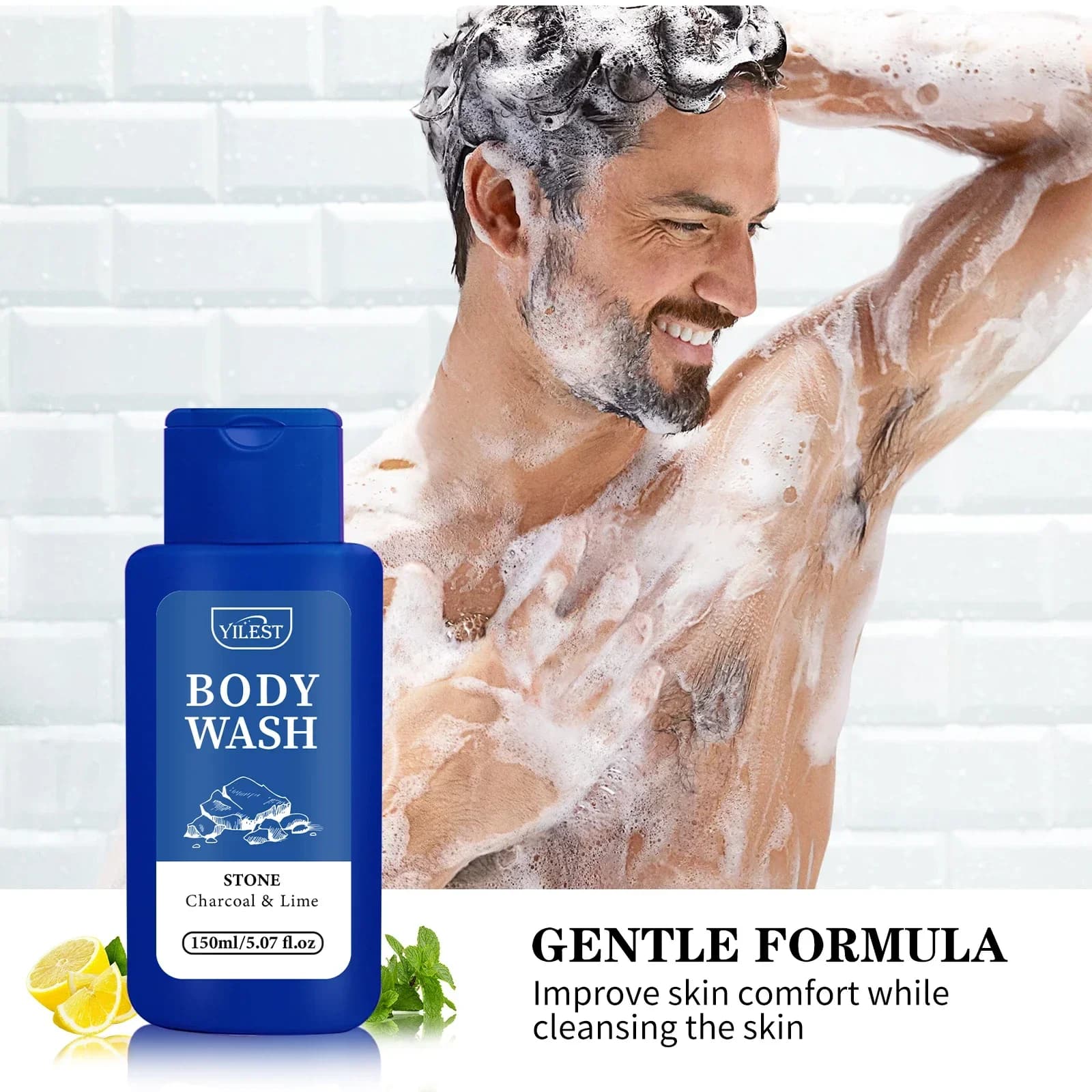 Gel douche parfumé longue durée pour homme 200 ml - Améliore l'éclat