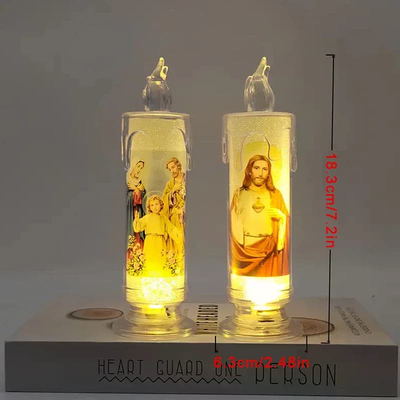 Lampe à bougie LED jésus vierge Christ, romantique, sans flamme, prière, thé, veilleuse religieuse, ornement décoratif de bureau