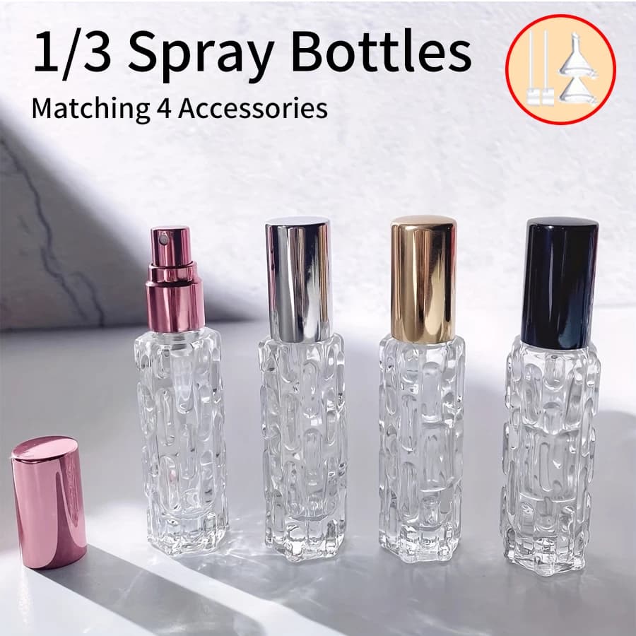 1/3/6 pièces + 4 accessoires 10ml mini récipient atomiseur de parfum de voyage avec 3 flacons de pulvérisation