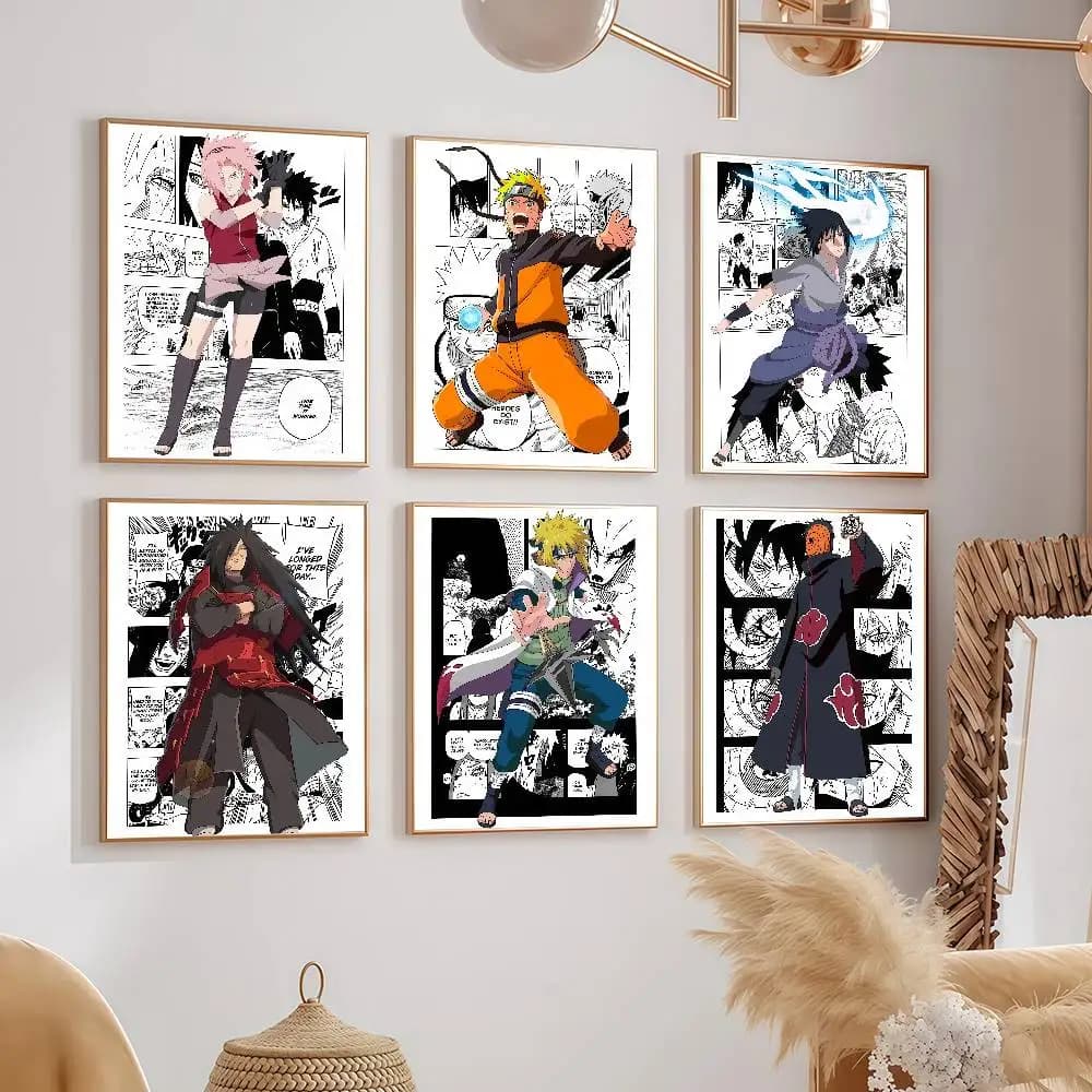 Affiches d'anime cool N-NARUTO, décorations de dortoir, peintures murales pour chambre à coucher et salon, souvenirs