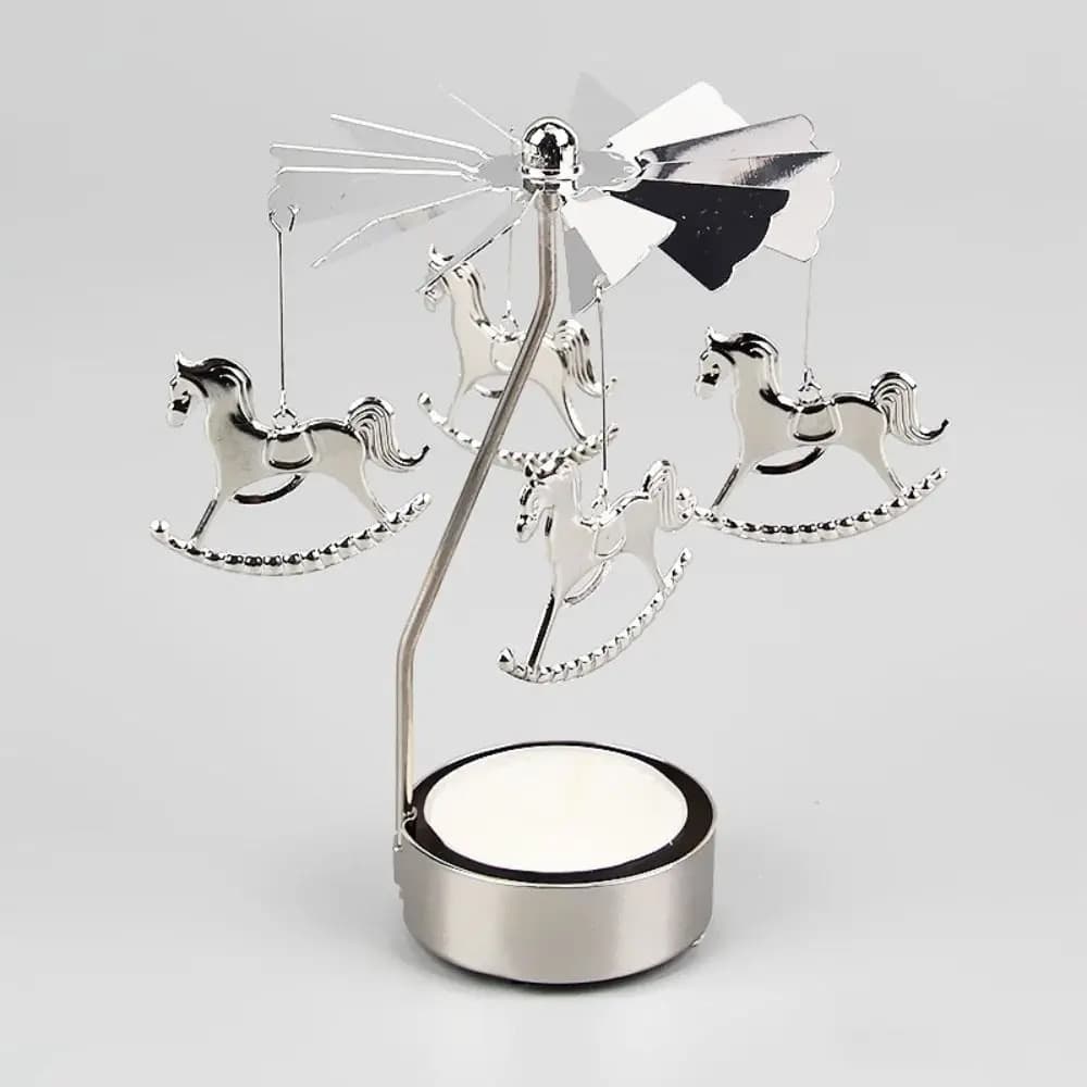 Bougeoir Carrousel en métal, porte-bougie chauffe-plat, moulin à vent rotatif de table, décoration de l'univers ci-après, indépendant de la maison