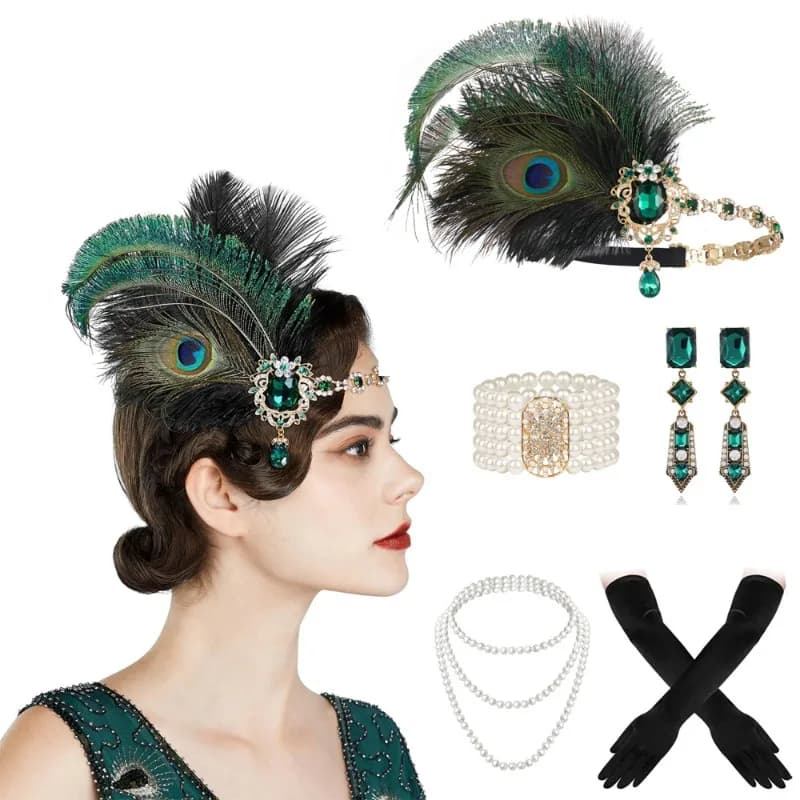 Ensemble d'accessoires évasés pour femmes et filles, tenue de costume Sby de testostérone, accessoires rugissants des années 20, pièce de sauna de bijoux, grand costume des années 1920