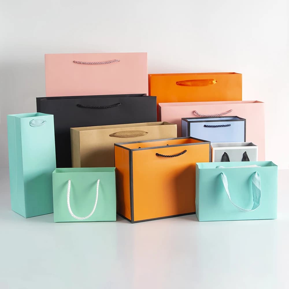 Sacs cadeaux 15x6x20cm, fourre-tout en papier avec poignées, sacs de Shopping en vrac au détail, sac de fête d'anniversaire et de mariage pour petites entreprises