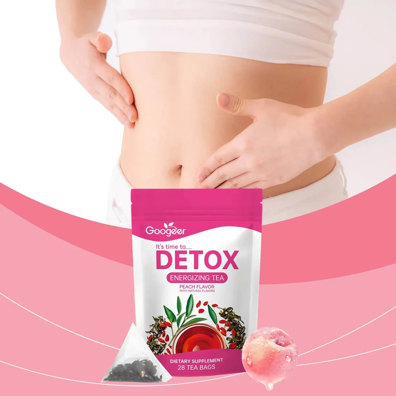 Googeer 28 sachets de thé détoxifiant aux herbes pour soulager l'abdomen, détoxification, soins de santé, brûle-graisses, modelant les courbes, thé amincissant aux herbes