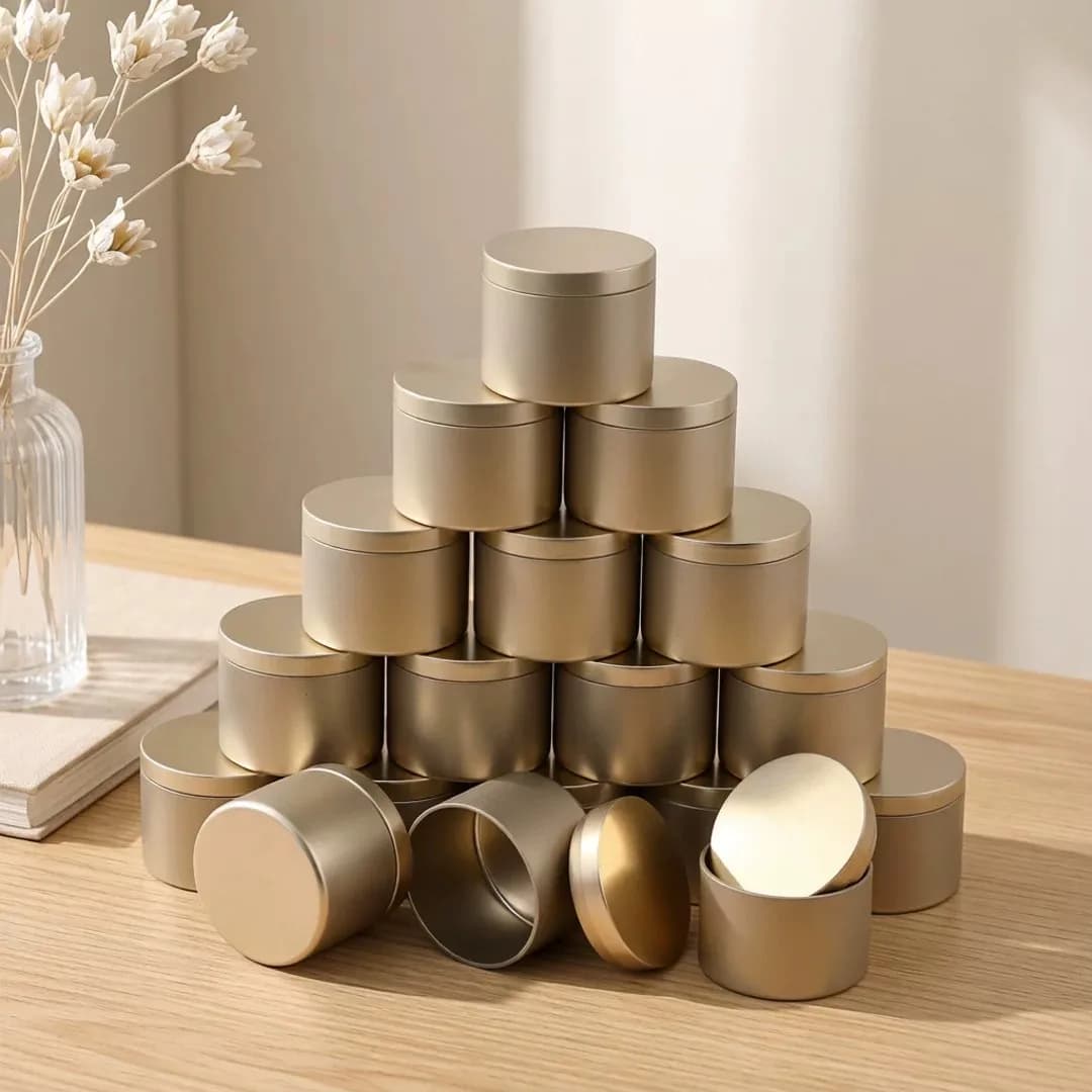 Pots de bougies en métal Champagne doré, 24 pièces, 4oz/8oz, avec couvercle, parfaits pour l'artisanat, le stockage et les cadeaux de vacances