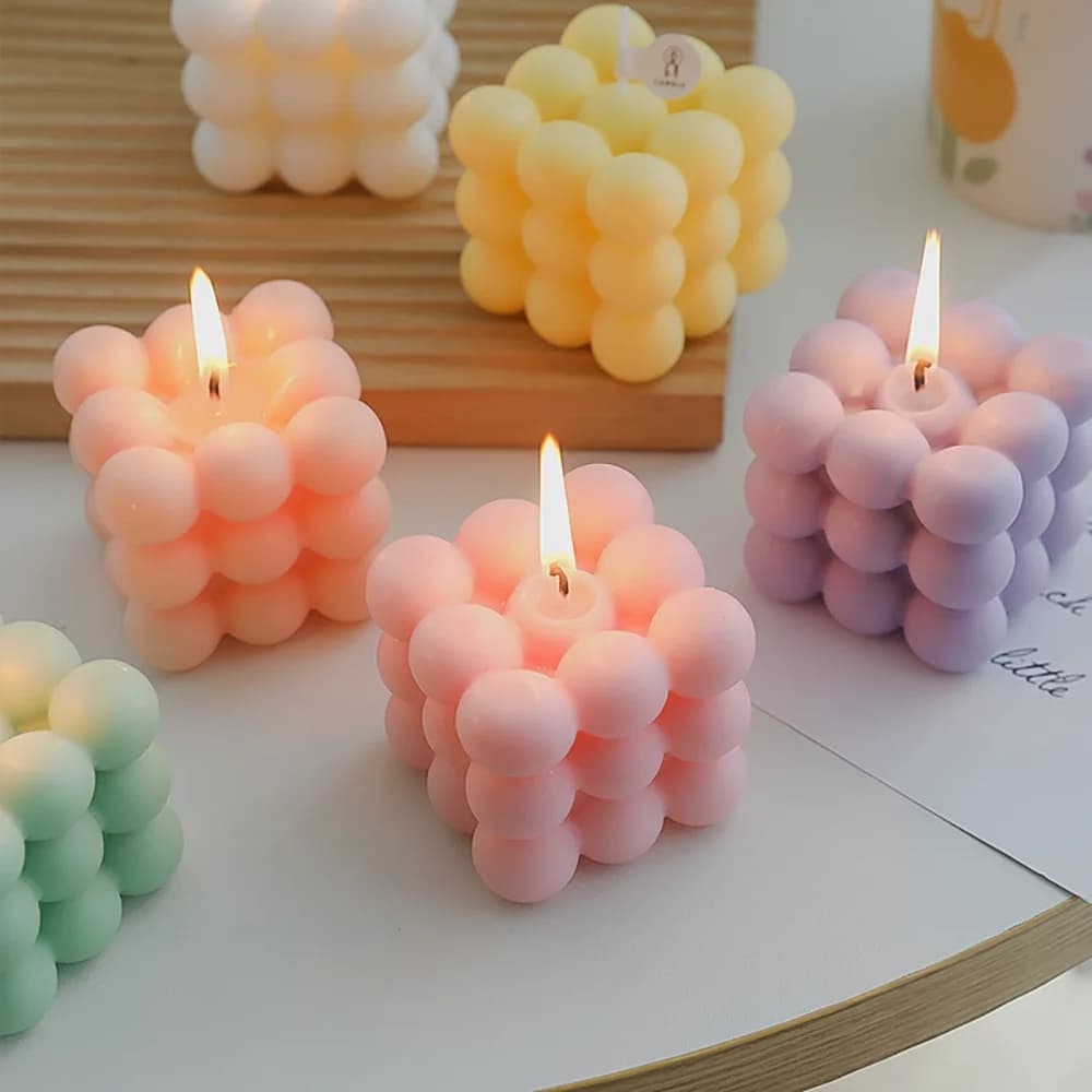 Ins Style bulle Cube bougie parfumée à la main bougie aromathérapie soja cire bougie mariage anniversaire bougies fête décoration de la maison