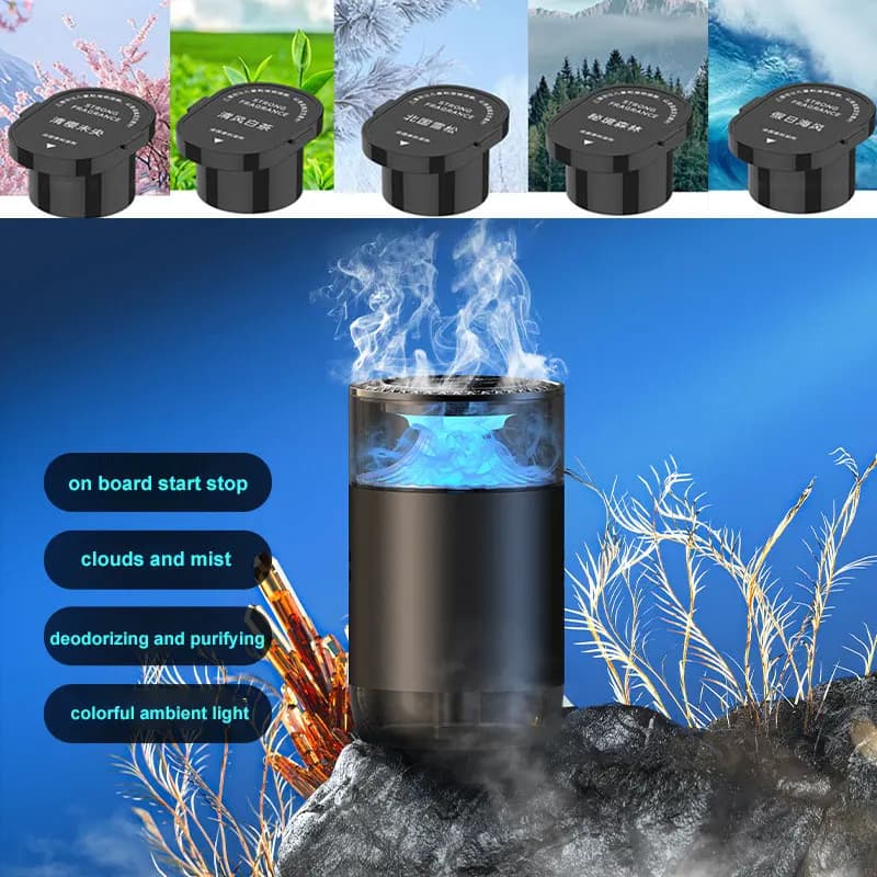 Diffuseur de brume de parfum de désodorisant de voiture intelligent lumière ambiante odeur intérieure supprimer 5 Kit de recharge d'aromathérapie de voiture de parfum bon Smel