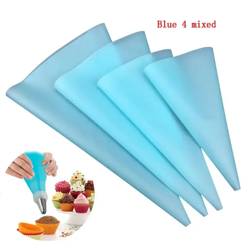 4 pièces/ensemble sac à pâtisserie en Silicone conseils cuisine bricolage gâteau glaçage passepoil crème outils de décoration de gâteau ensemble de sacs à pâtisserie réutilisables