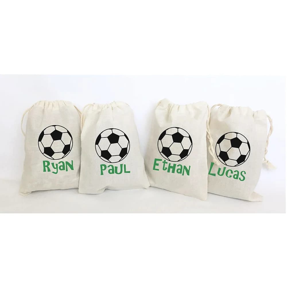 Sacs à cadeaux de Football personnalisés, 4 pièces, accessoires cadeaux de fête d'anniversaire sur le thème du Football, prix de compétition d'équipe sportive, cadeau de saison de Football