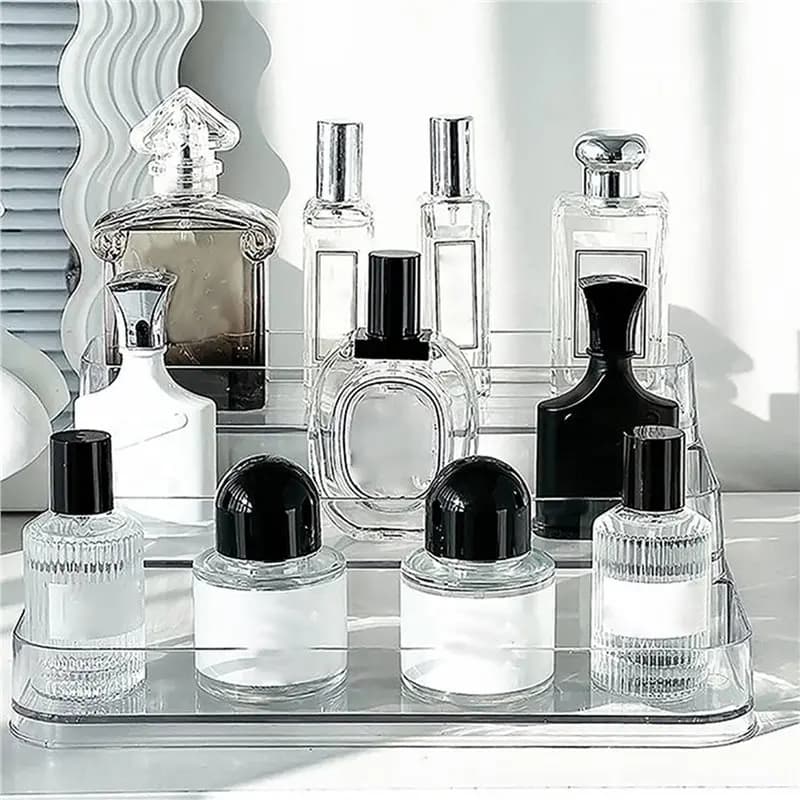 AFOURT-3X Étagère de bureau à 3 niveaux pour parfums, Organisateur de cosmétiques en PET, Présentoir de rangement pour parfums