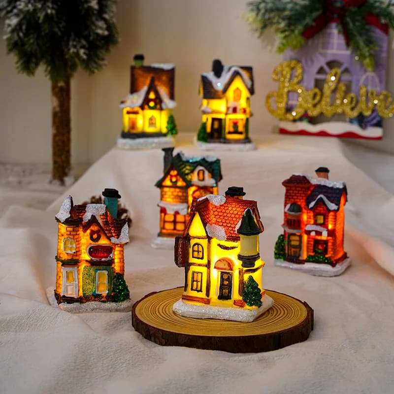 Décoration de Noël en résine, micro paysage, maison de neige Shoous, ornements décoratifs pour la maison, cadeaux de bricolage, nouveau