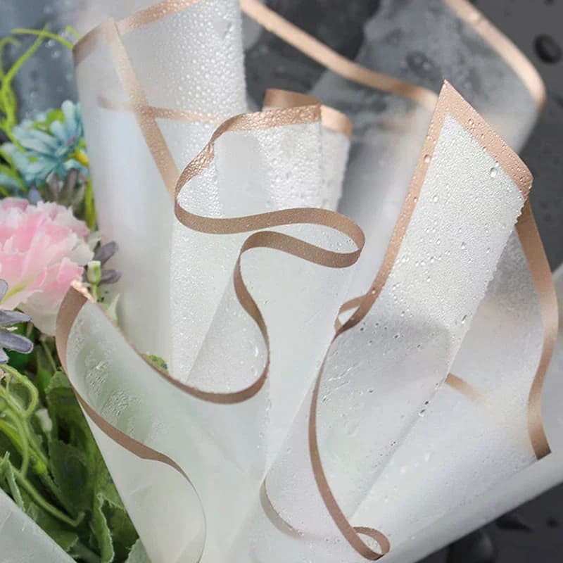 Papier d'emballage pour fleurs, 20 feuilles, avec bords dorés, emballage de bouquet imperméable, pour anniversaire, mariage, vacances, cadeau DIY pour mère et femme