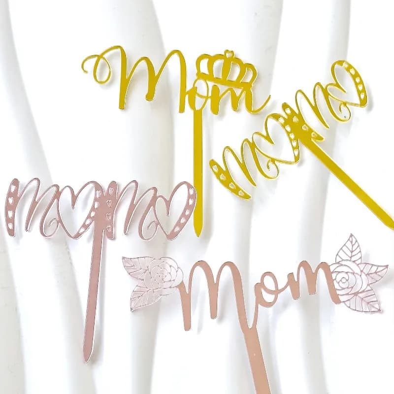 Décoration de gâteau d'anniversaire pour la fête des mères, en or, Design Simple, en acrylique, pour fête de maman, cadeaux de fête des mères, décoration de dessert, nouveauté 2026