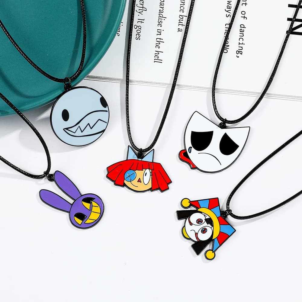 Collier Fantaisie en Cuir Style Anime Cirque Numérique, Accessoire de Mode Personnalisé pour Amis, Idéal comme Cadeau