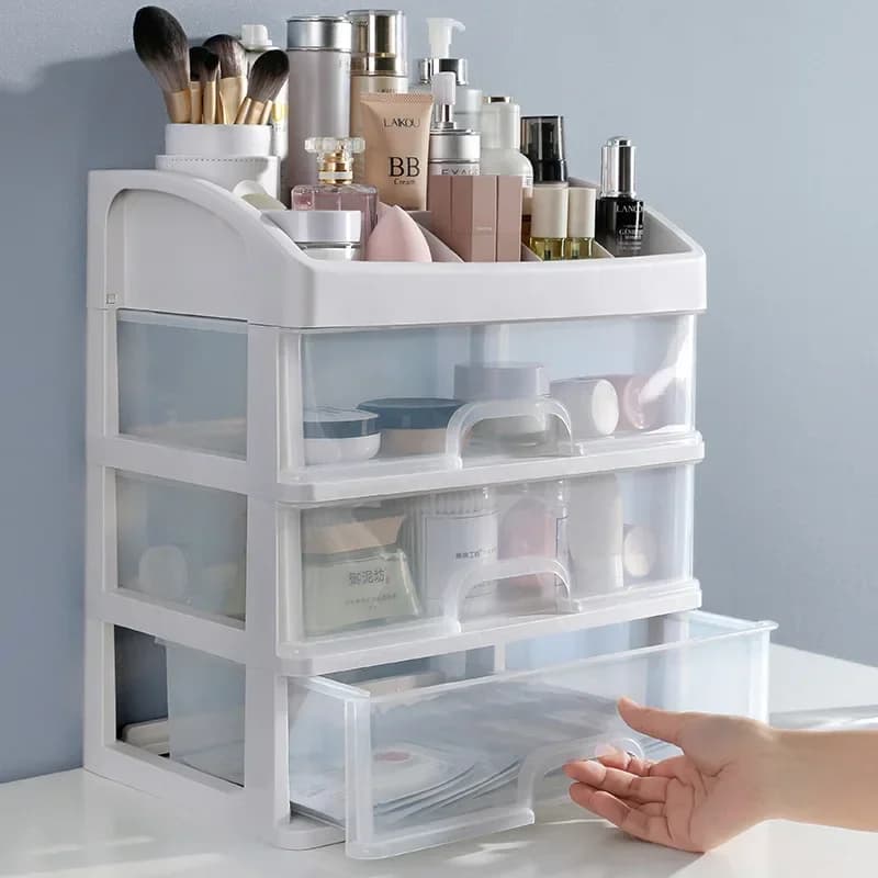 Boîte de rangement cosmétique en plastique, mallette de maquillage, conteneur de bijoux, porte-pinceau, organisateurs