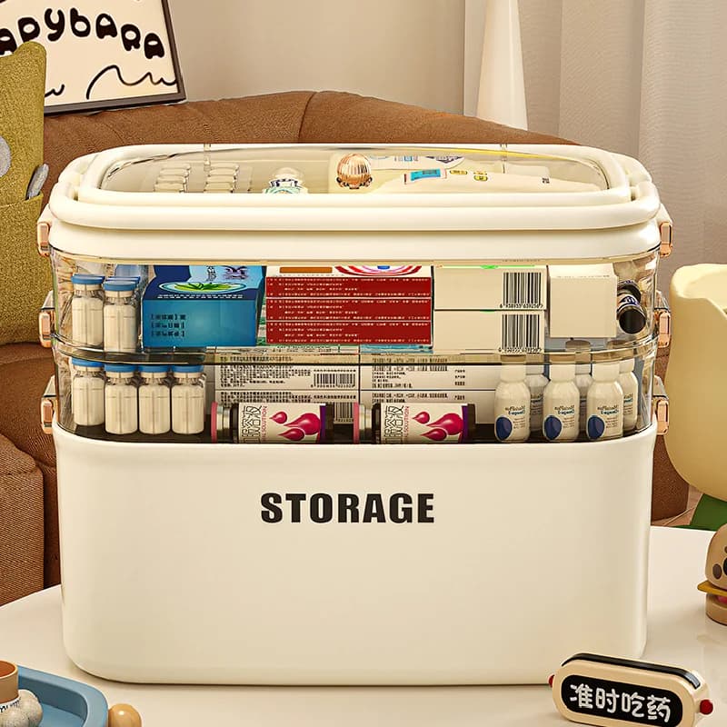 Boîte de rangement de médicaments familiaux de grande capacité à 3/4 couches, Kit de premiers secours Portable, conteneur de pilules, boîte de pharmacie d'urgence