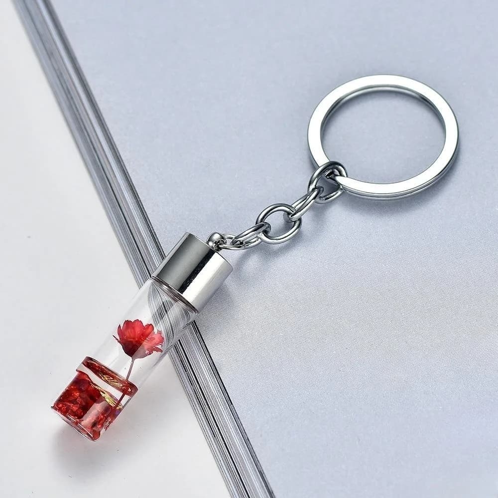 Cadeaux d'amitié, porte-clés fleur éternelle petite taille, porte-clés plante naturelle, porte-clés fleur séchée colorée pour organisateur de clés et sac