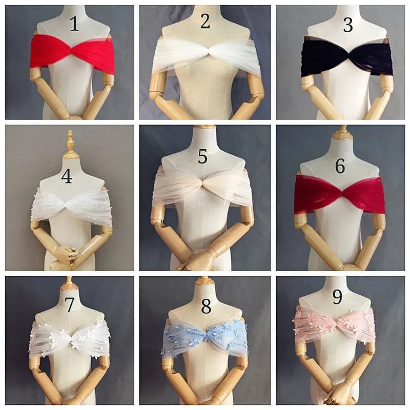 Accessoires de mariage dentelle réglable mariée haussements d'épaules hors de l'épaule col en v tour de mariage sur mesure haussements d'épaules personnalisés