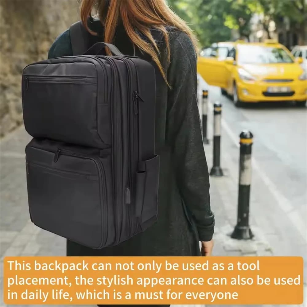 Sac à dos de voyage de maquillage avec grand sac coulissant de rangement de cosmétiques, plateaux de séparation réglables, sac d'outils de barbier ﻿