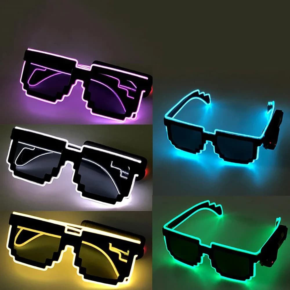 Lunettes lumineuses sans fil, lunettes LED lumineuses qui brillent dans le noir, accessoires de fête, cadeau pour fête, danse, DJ, Halloween, Noël