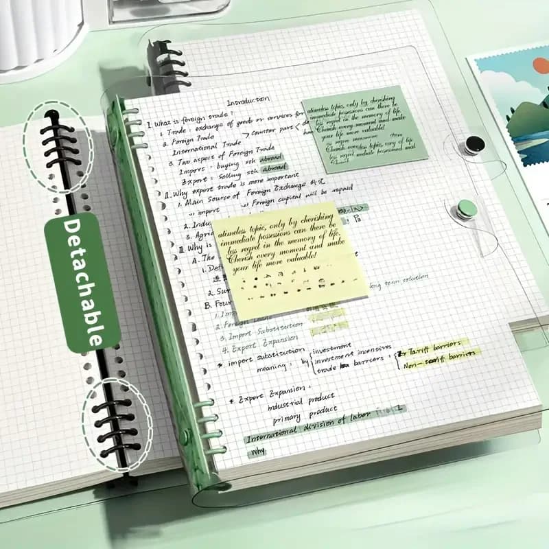 240 Pages journal A5 couverture souple transparente feuilles mobiles livre à carreaux cahiers scolaires cahier bloc-notes bloc-notes bureau