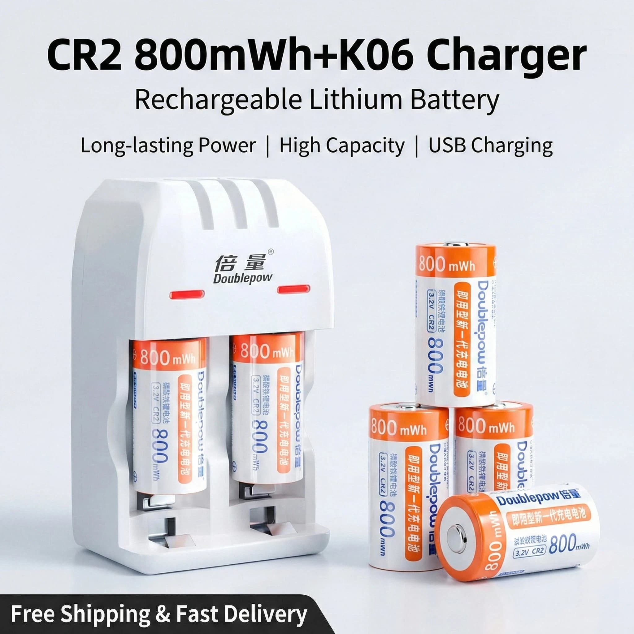 Batterie au lithium rechargeable CR2 3.2V 800mWh pour appareil photo Polaroid pour l'éducation précoce des enfants, chargeur double usage CR2 K06