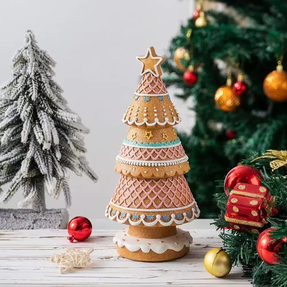 Ornement d'arbre de noël en pain d'épice, décoration de vacances en résine, Figurine de noël, cadeau du nouvel an, décor de manteau de table, maison Festive