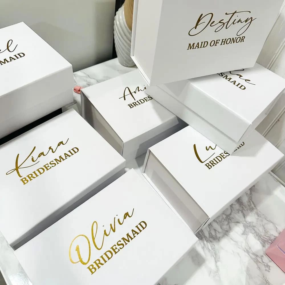 Coffret cadeau personnalisé pour fête nuptiale, cadeaux de demoiselle d'honneur, boîtes d'enterrement de vie de jeune fille avec ruban, boîte cadeau magnétique vide pour mariage, noël