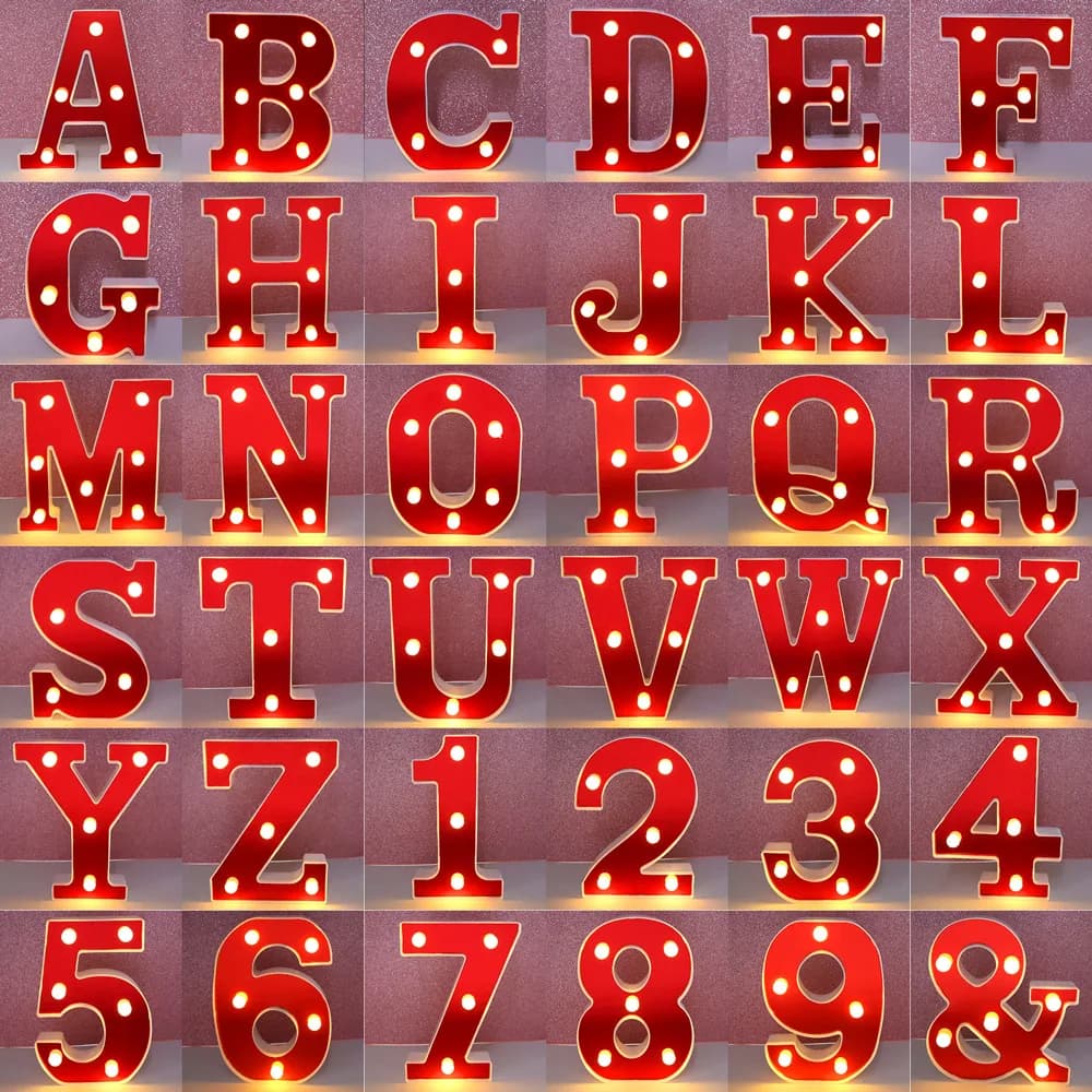 Lettres lumineuses LED de 16 cm, 26 lettres de l'alphabet anglais, lettres lumineuses pour la maison, le club, l'extérieur, l'intérieur, la fête de Noël, la décoration de la salle de mariage